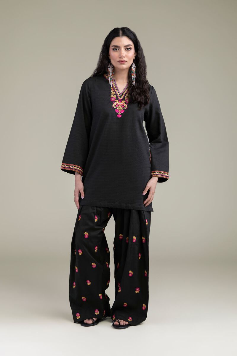 Embroidered | Cotton Dobby | Black Cotton Shalwar | USD 35.00