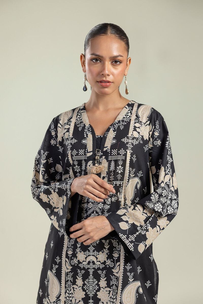 Printed | Cambric | Floral Black Kurta | USD 30.00
