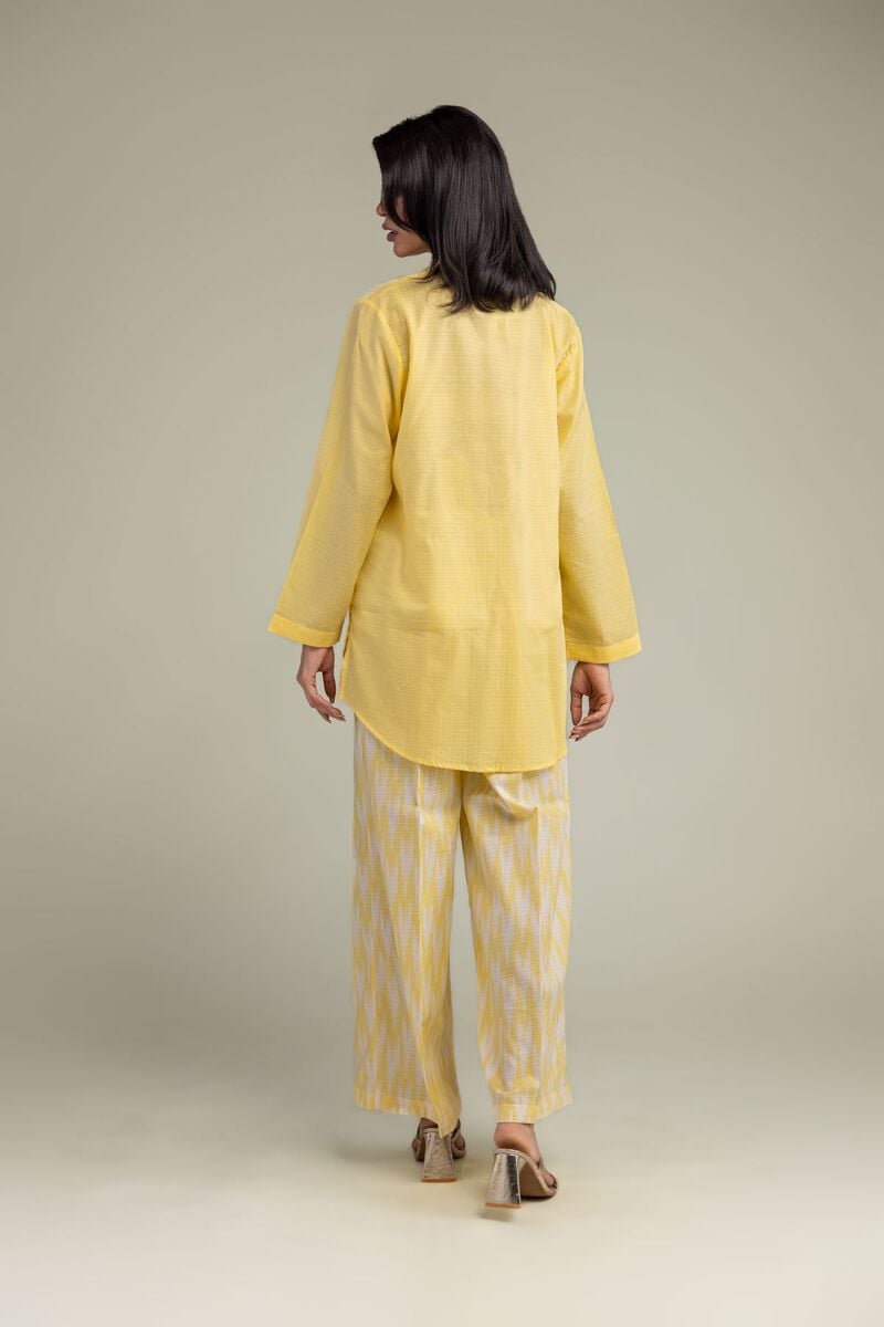 Embroidered | Cotton Dobby | Yellow Floral Kurta | USD 40.00