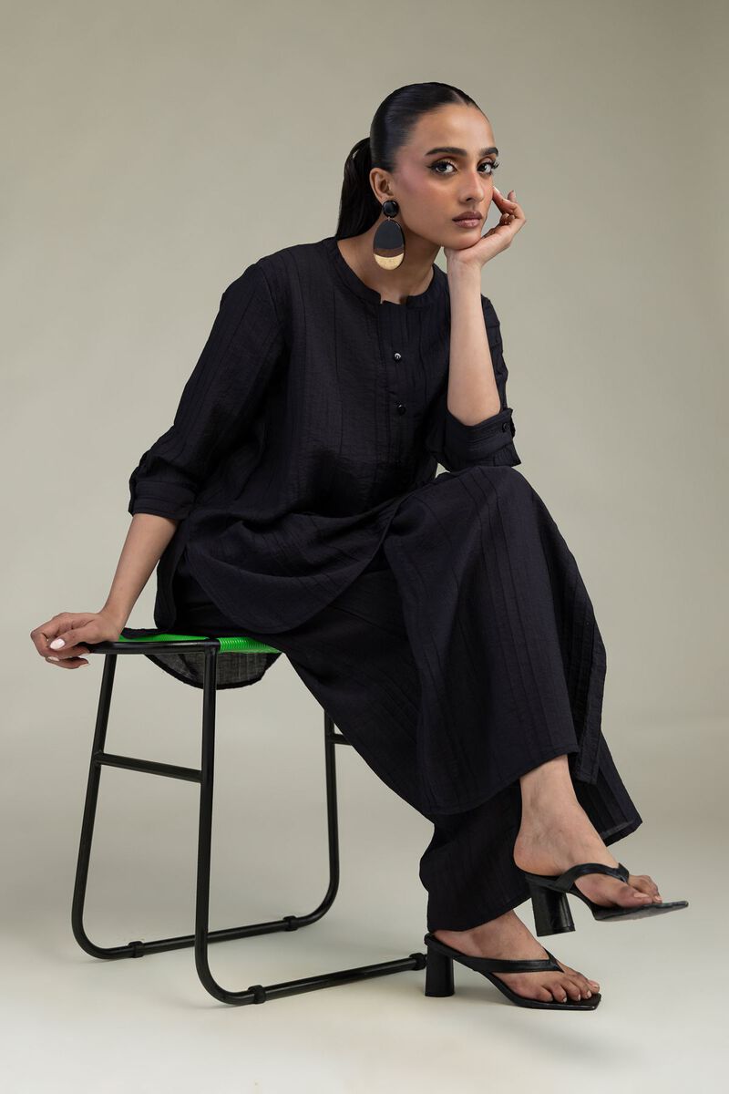 Dyed | Blended Crinkle | Black Crinkle Tunic | USD 40.00