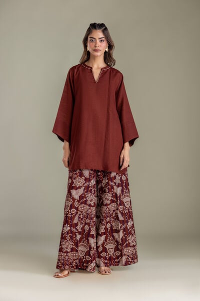 Printed | Light Khaddar | Maroon Printed Pants | USD 30.00