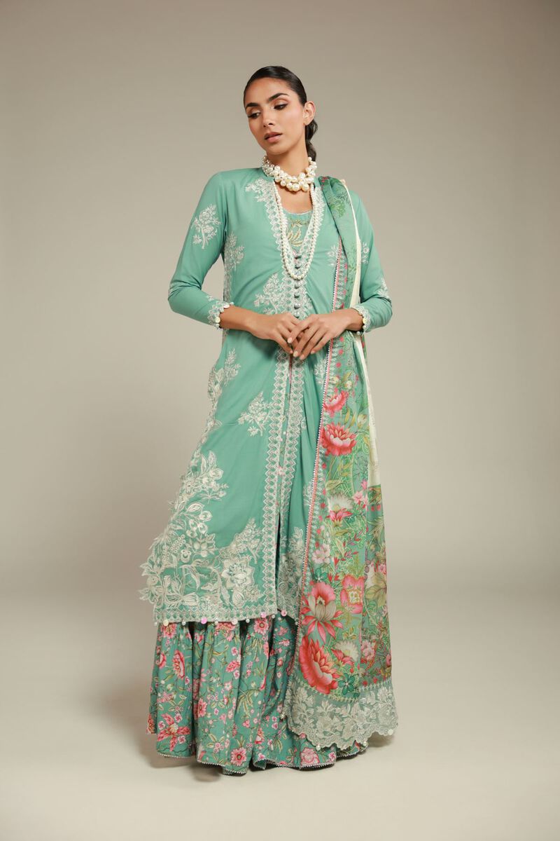 Embroidered | Raw Silk | 2 Piece Co-ord Set | Top and Dupatta | USD 153.00