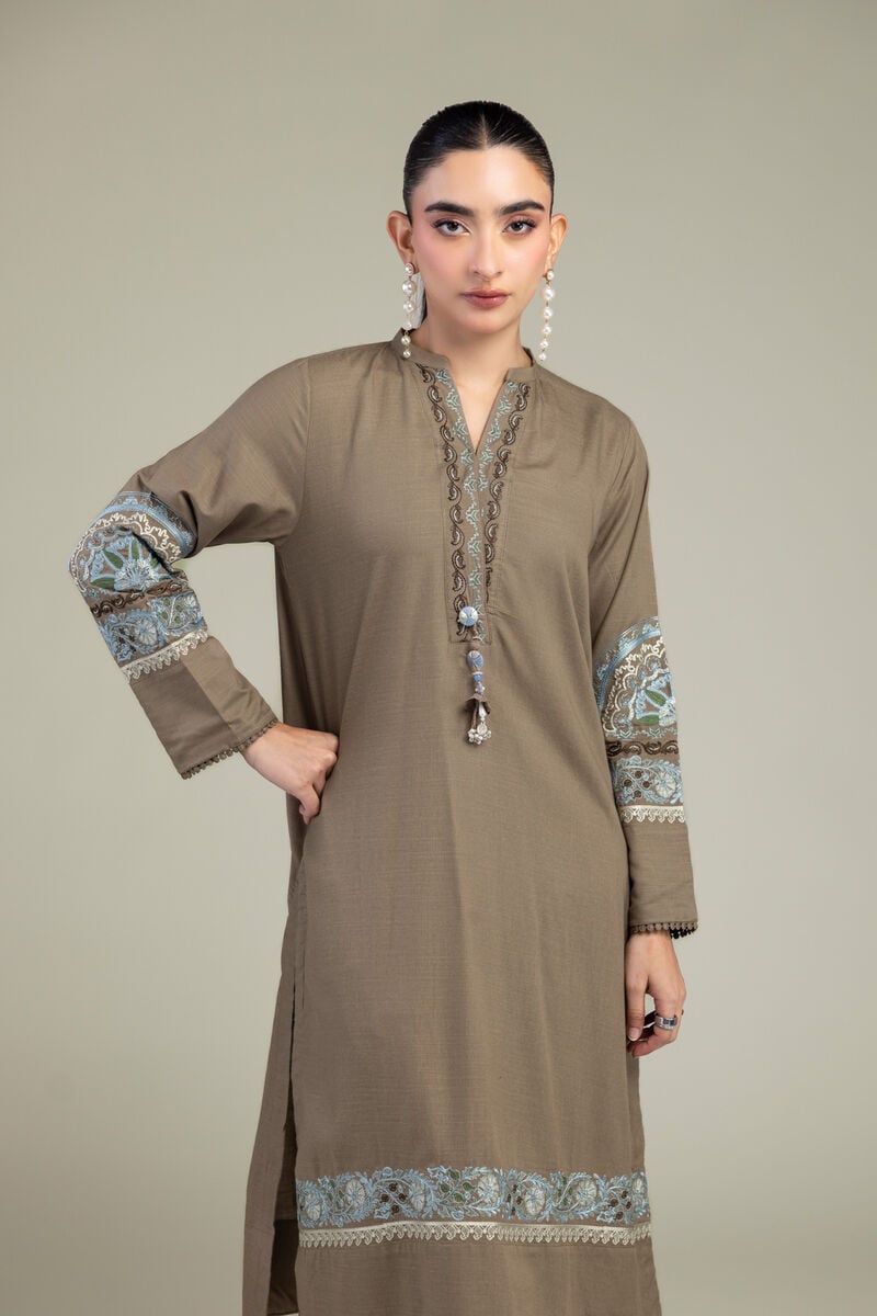 Embroidered | Raw Silk | Brown Silk Kurta | USD 55.00