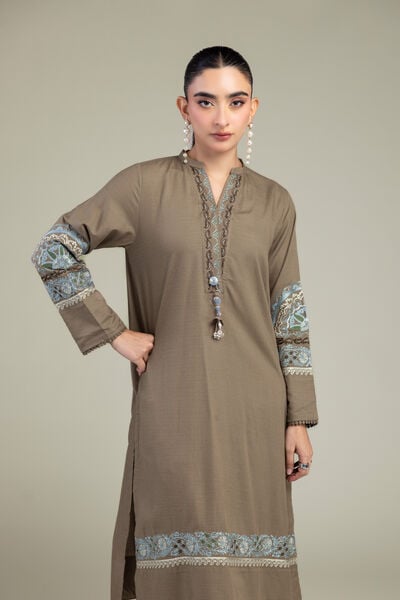 Embroidered | Raw Silk | Brown Silk Kurta | USD 55.00