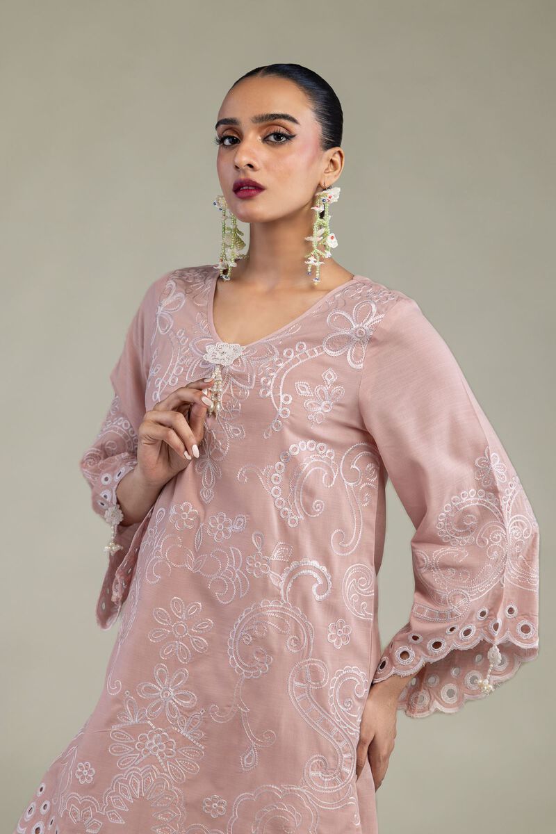 Embroidered | Raw Silk | Floral Silk Kurta | USD 60.00