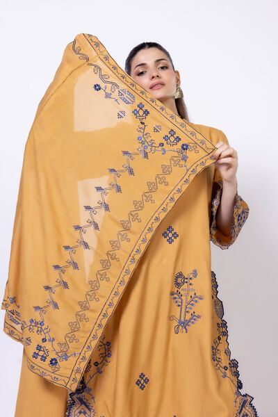 Embroidered | Light Oak Silk | Dupatta | USD 30.00