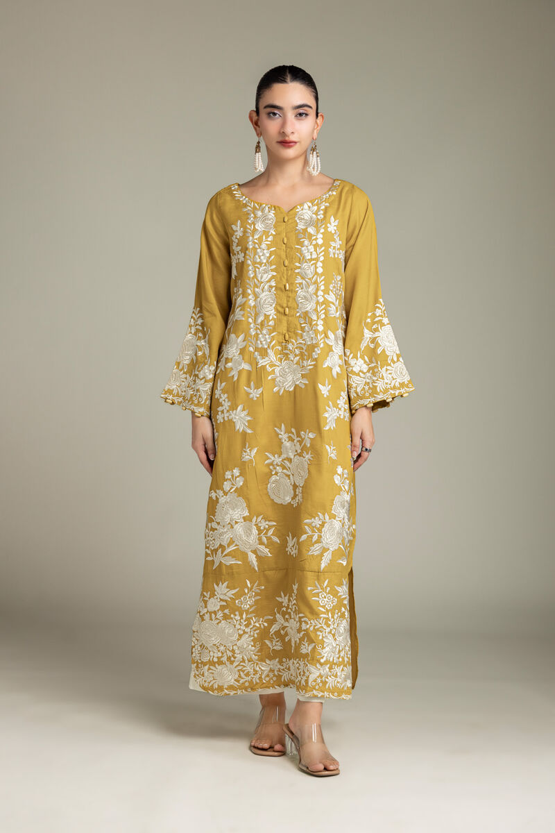 Embroidered | Raw Silk | Longline Silk Kurta | USD 85.00