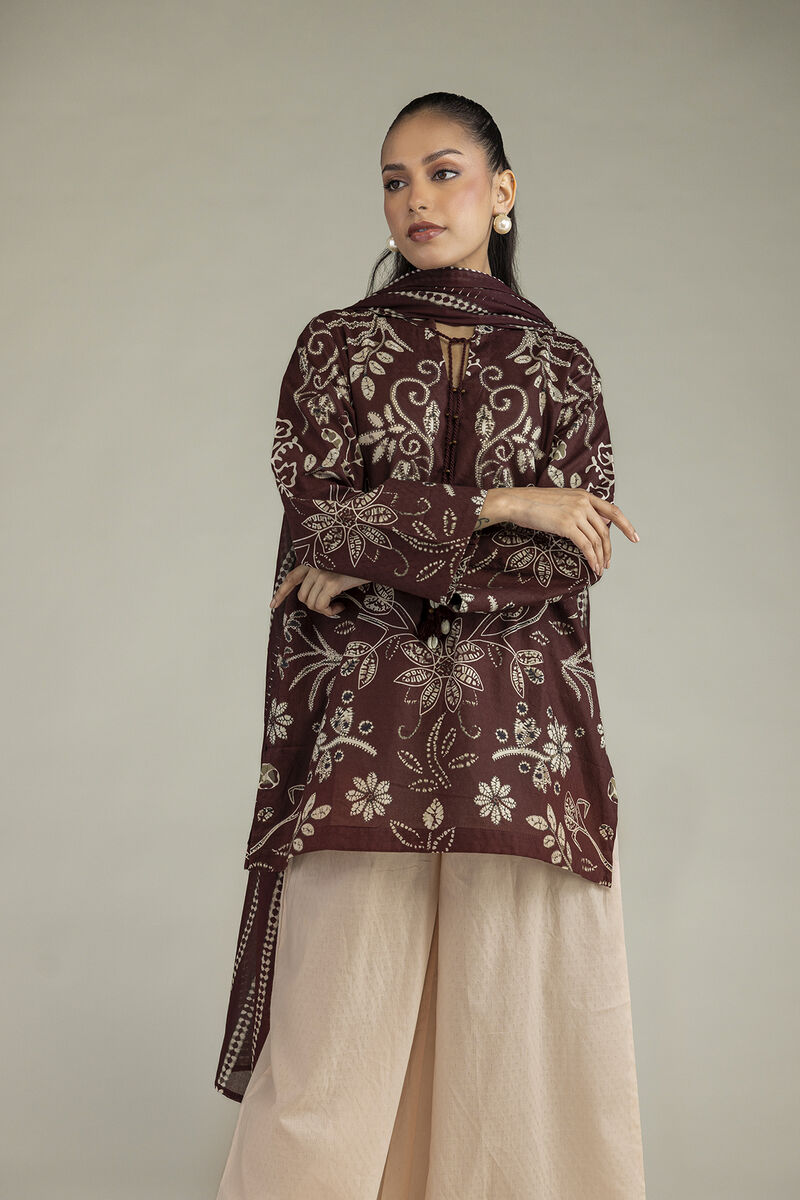 Printed | Voile | Brown Printed Dupatta | USD 25.00