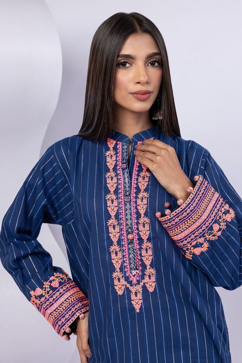 Embroidered | Lurex Stripes | Kurta | USD 12.00