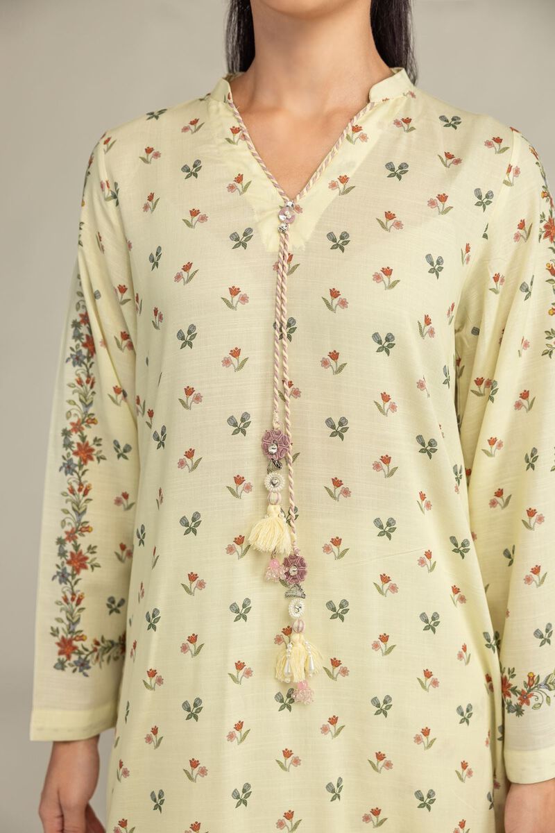 Printed | Raw Silk | Floral Longline Kurta | USD 45.00