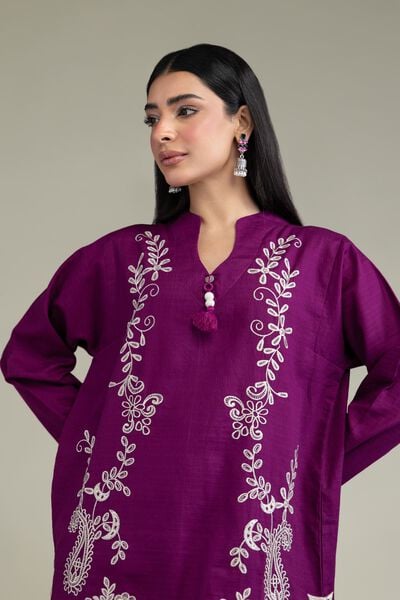 Embroidered | Cotton Dobby | Floral Longline Kurta | USD 45.00