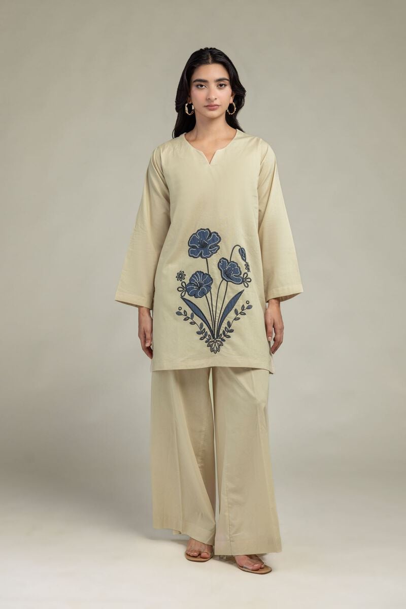 Cambric | Beige Solid Pants | USD 30.00