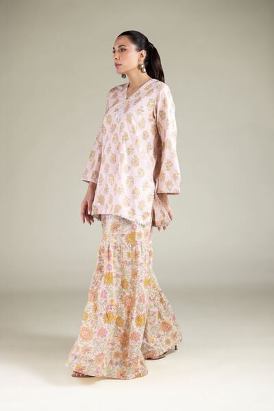 Embroidered | Cotton Viscose | Wide Floral Pants | USD 30.00