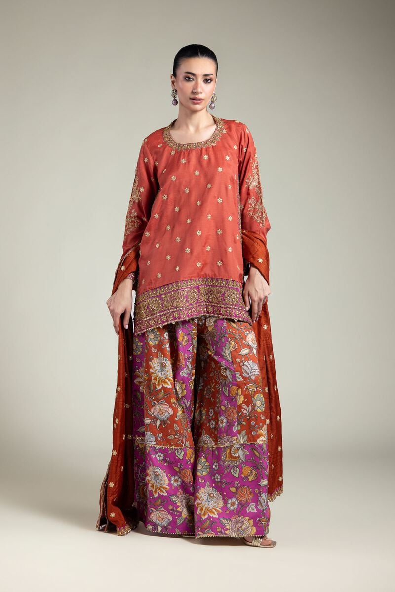 Embroidered | Raw Silk | Three-Piece Set | USD 180.00