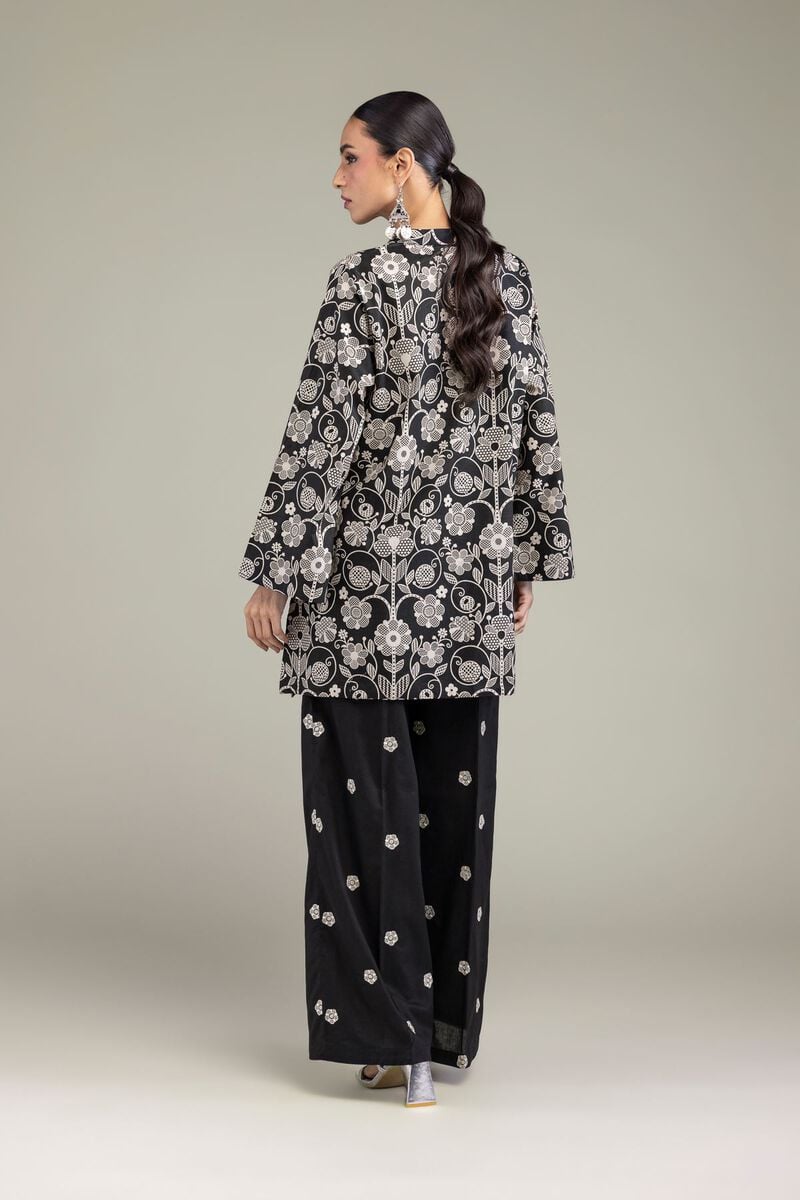 Embroidered | Cambric | Black V-Neck Kurta | USD 30.00