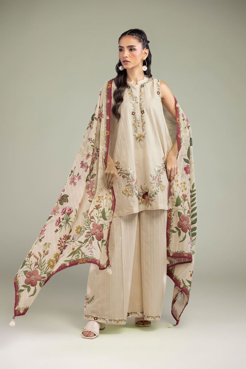 Embroidered | Textured Cotton | Floral Cotton Dupatta | USD 30.00