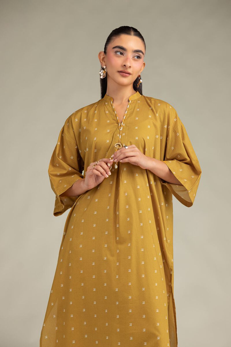 Printed | Cambric | Long Mustard Kurta | USD 35.00