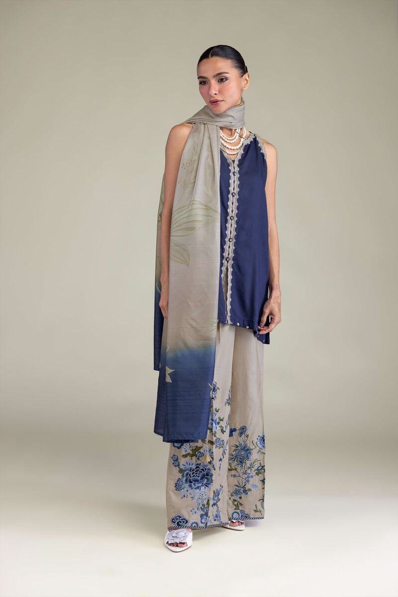 Embroidered | Polyester Silk | Floral Beige Dupatta | USD 30.00