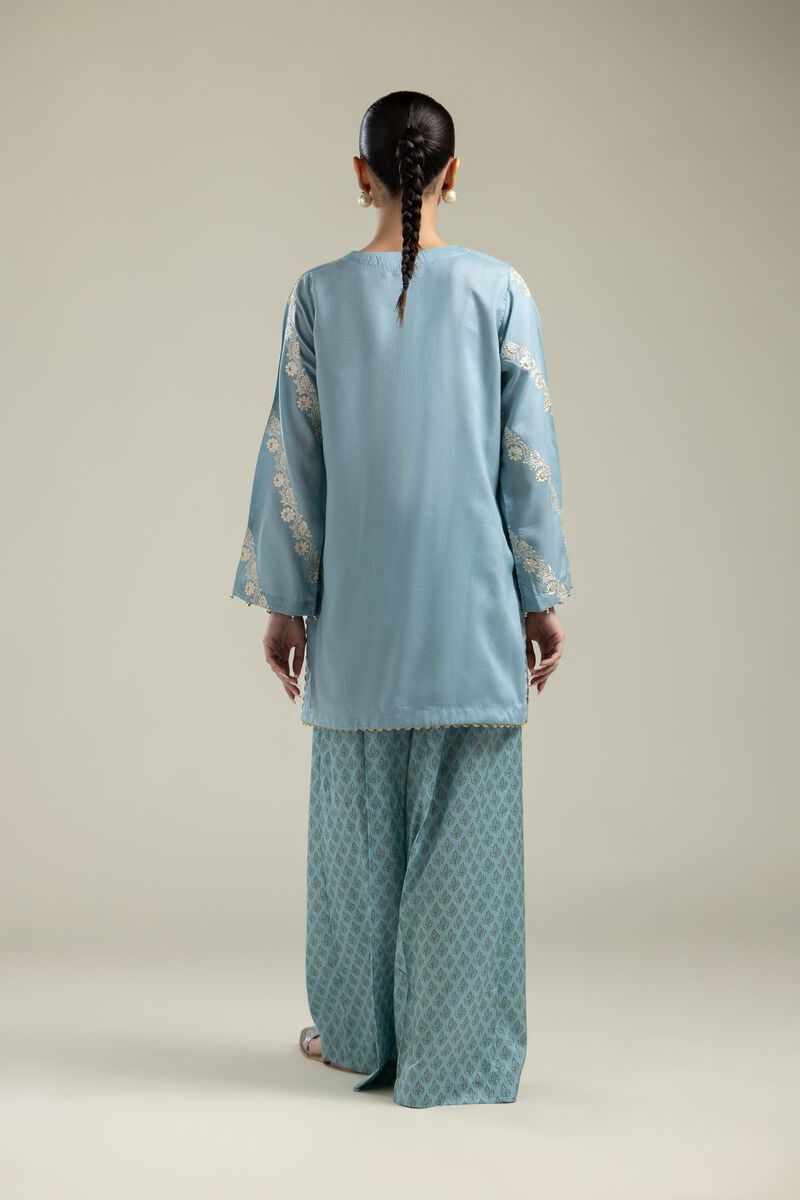 Embroidered | Textured Weave | V-Neck Short Kurta | USD 40.00