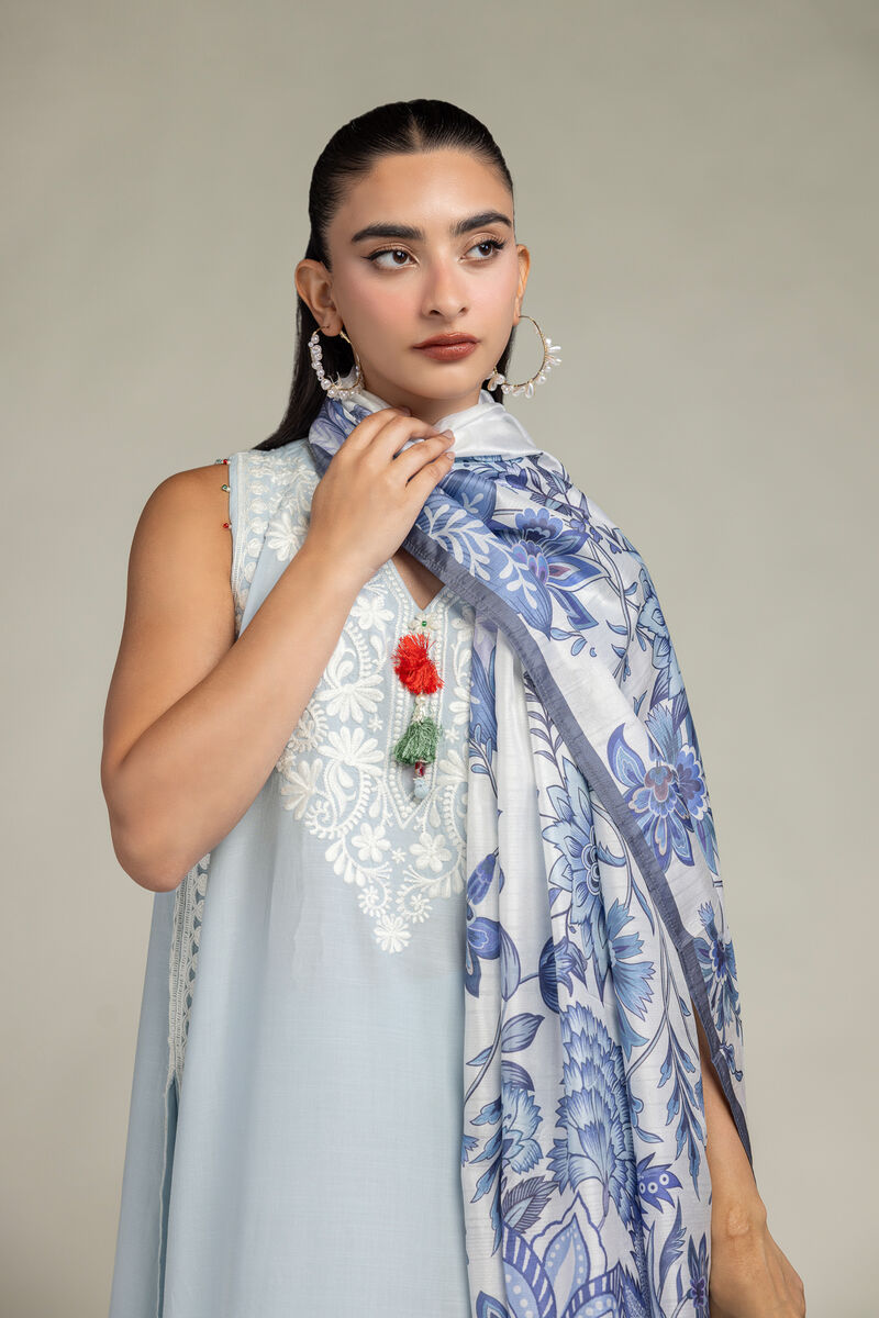 Embroidered  | Polyester Silk | Floral Silk Dupatta | USD 30.00