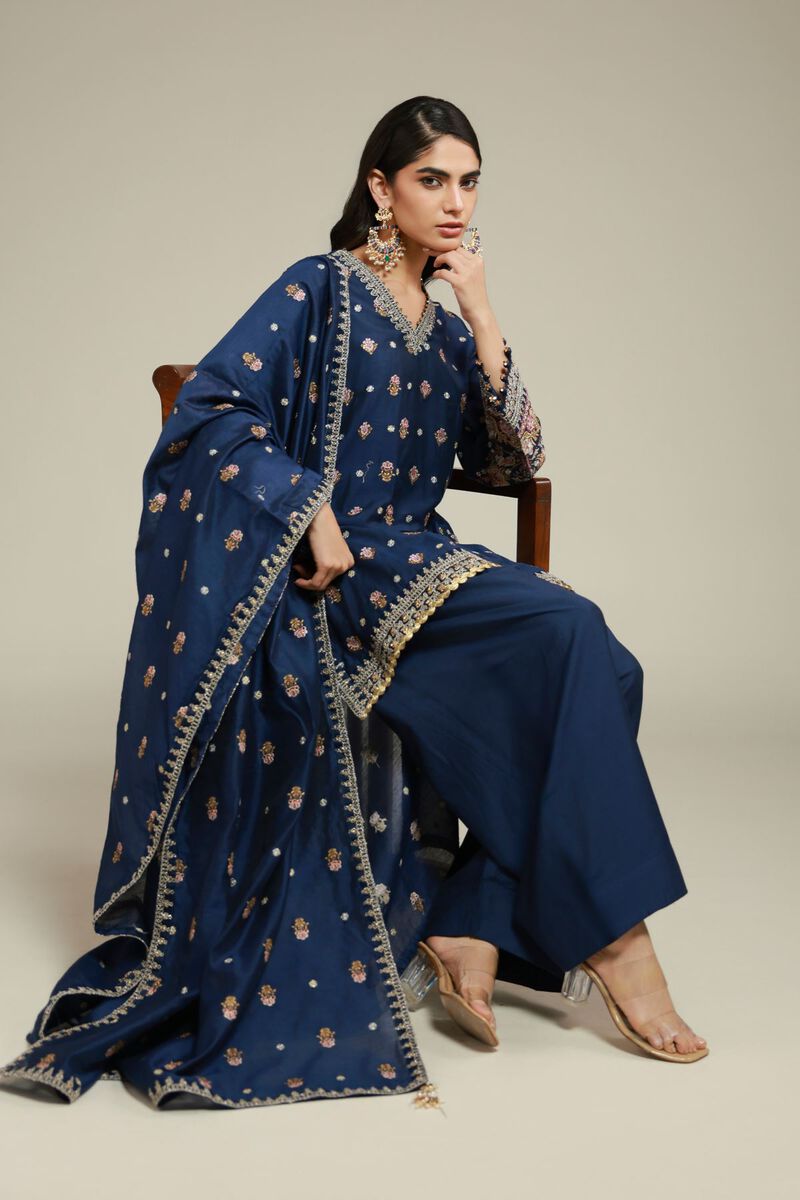 Embroidered | Raw Silk | 3 Piece Co-ord Set | USD 125.00