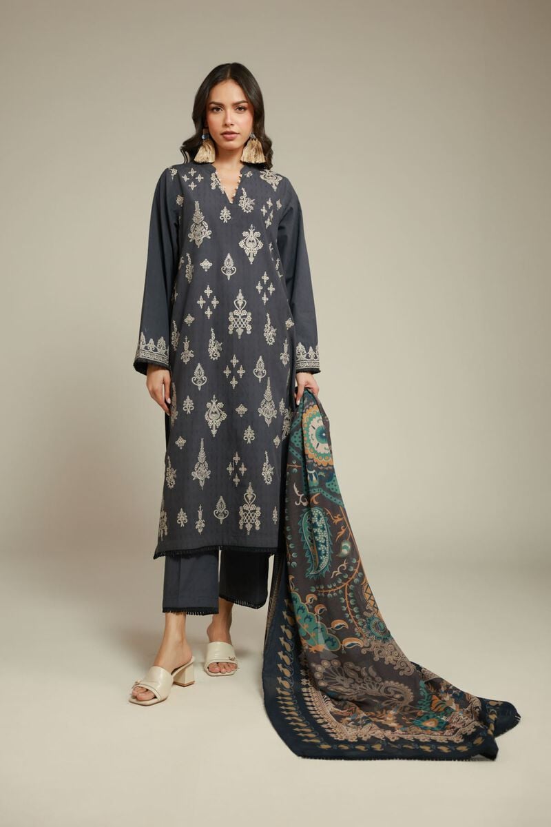 Embroidered | Dobby | 3-piece Tailored Set | USD 75.00