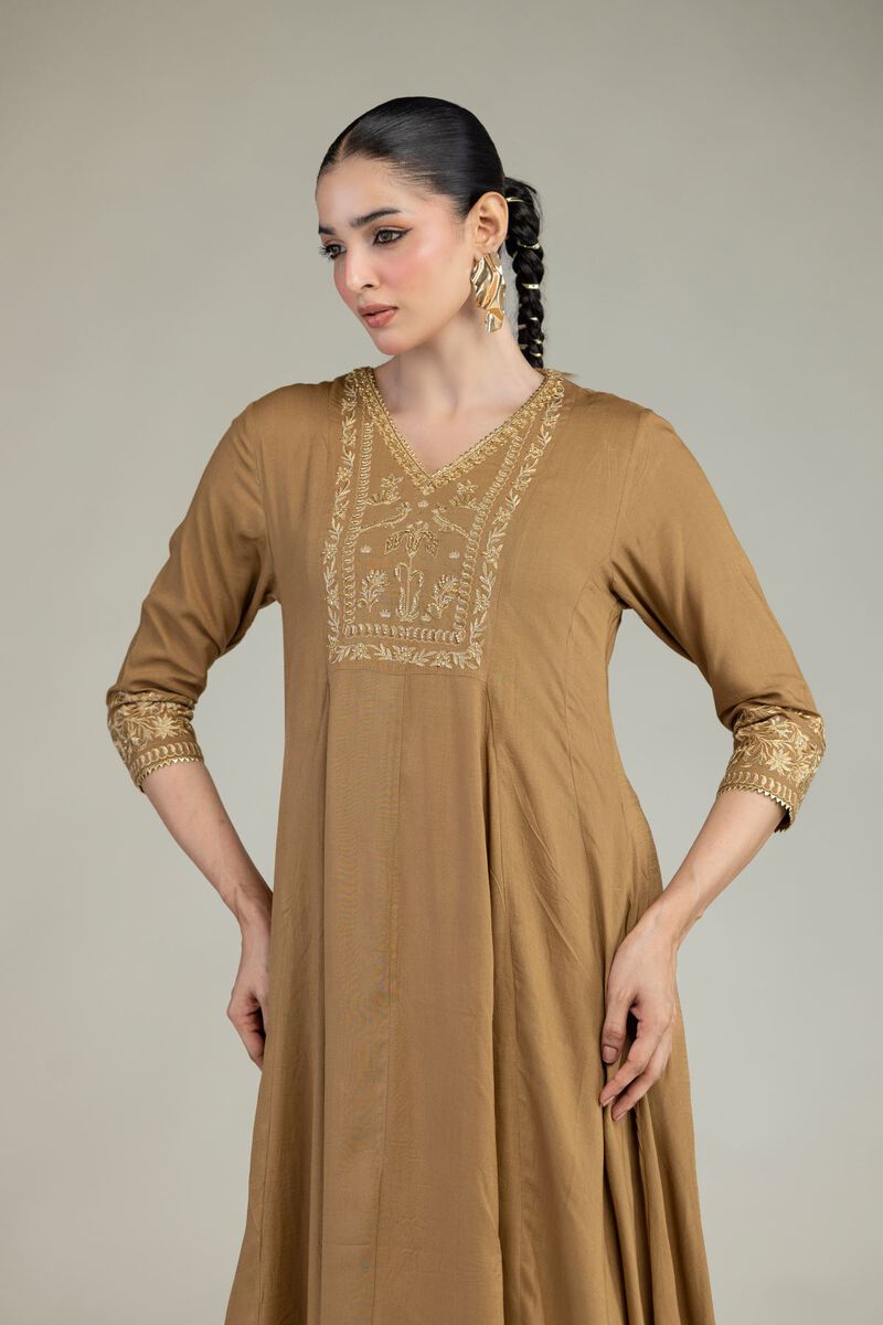 Embroidered | Raw Silk | V-Neck Silk Kurta | USD 60.00