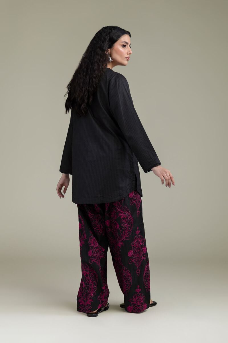 Embroidered | Cotton Dobby | Short Black Kurta | USD 35.00