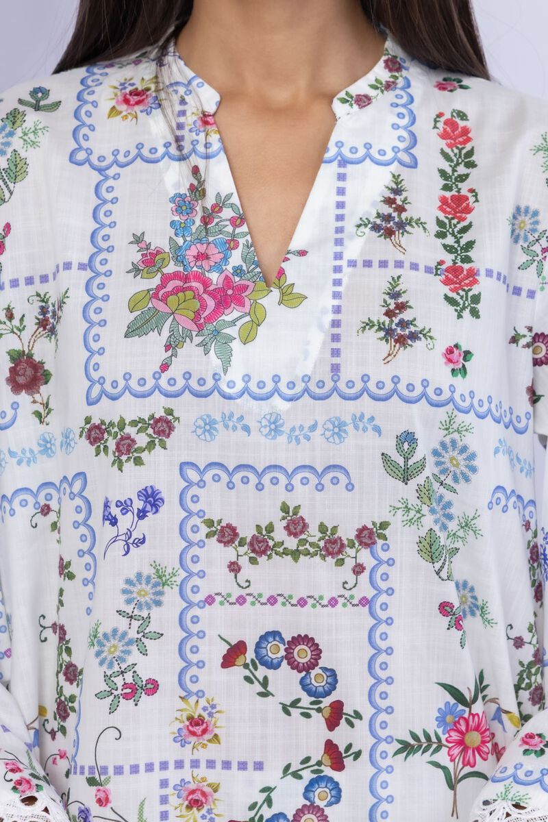 Embroidered | Crosshatch Poplin | Kurta | USD 30.00
