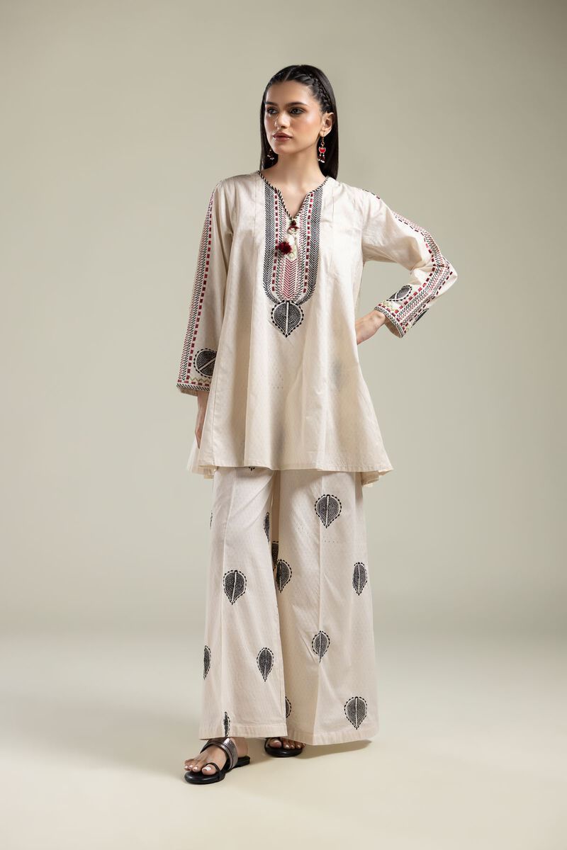 Embroidered |Cotton Dobby | Short White Kurta | USD 35.00