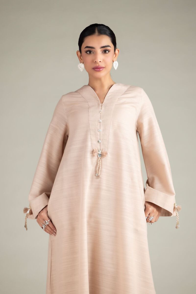 Dyed | Textured Cotton | Longline Tassel Kurta | USD 30.00