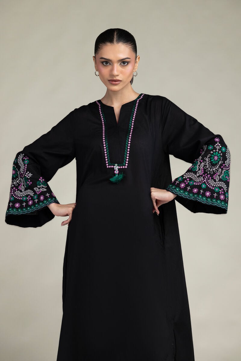 Embroidered | Cambric | Black Cambric Kurta | USD 45.00