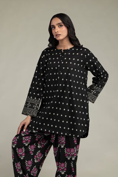 Printed | Cambric | Short Black Kurta | USD 35.00