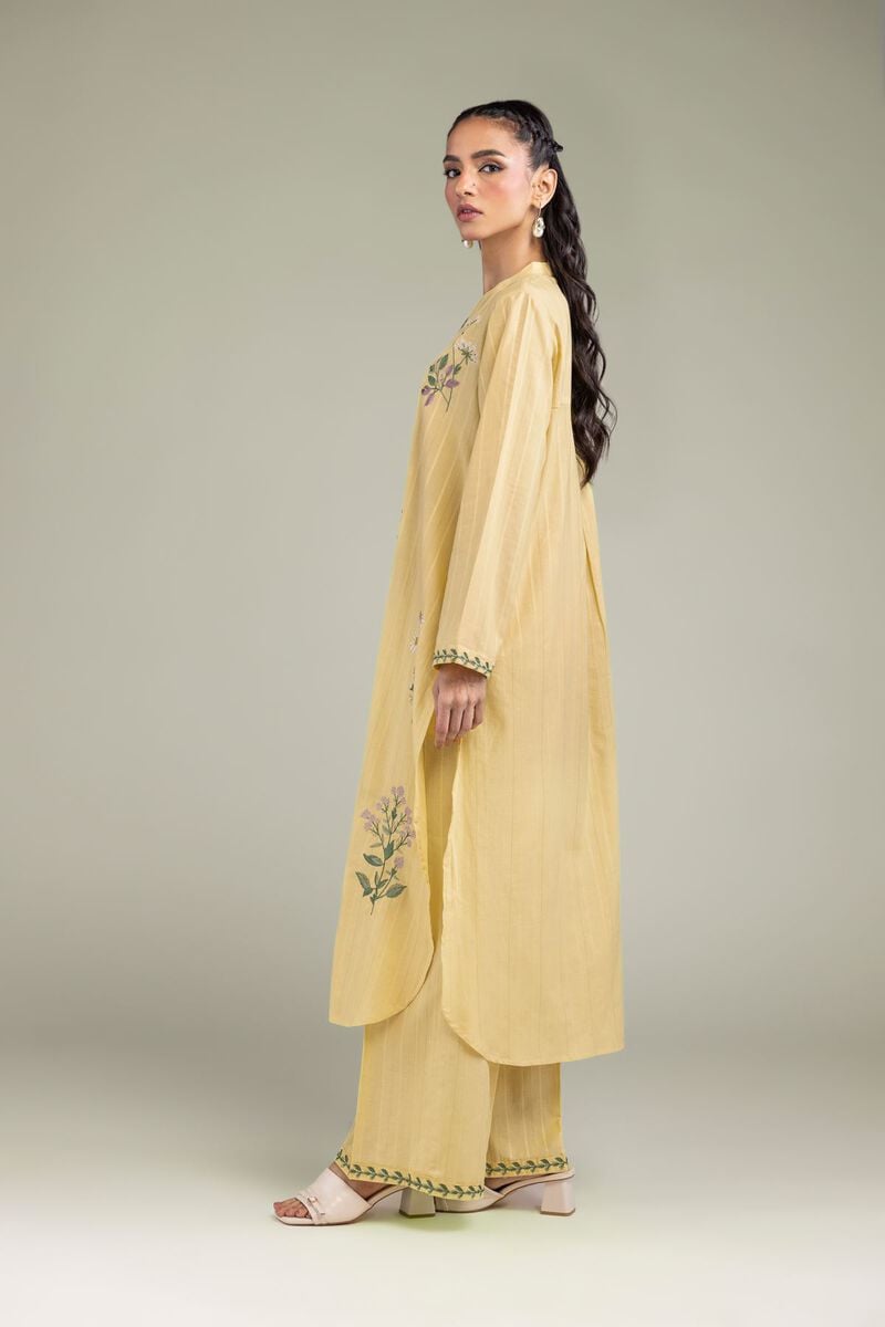 Embroidered | Textured Cotton | Yellow Cotton Pants | USD 30.00