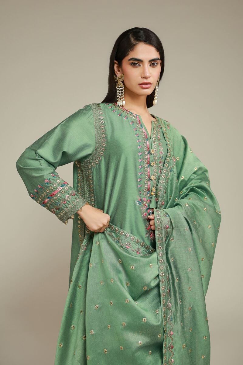 Embroidered | Raw Silk | 3 Piece Co-ord Set | USD 125.00