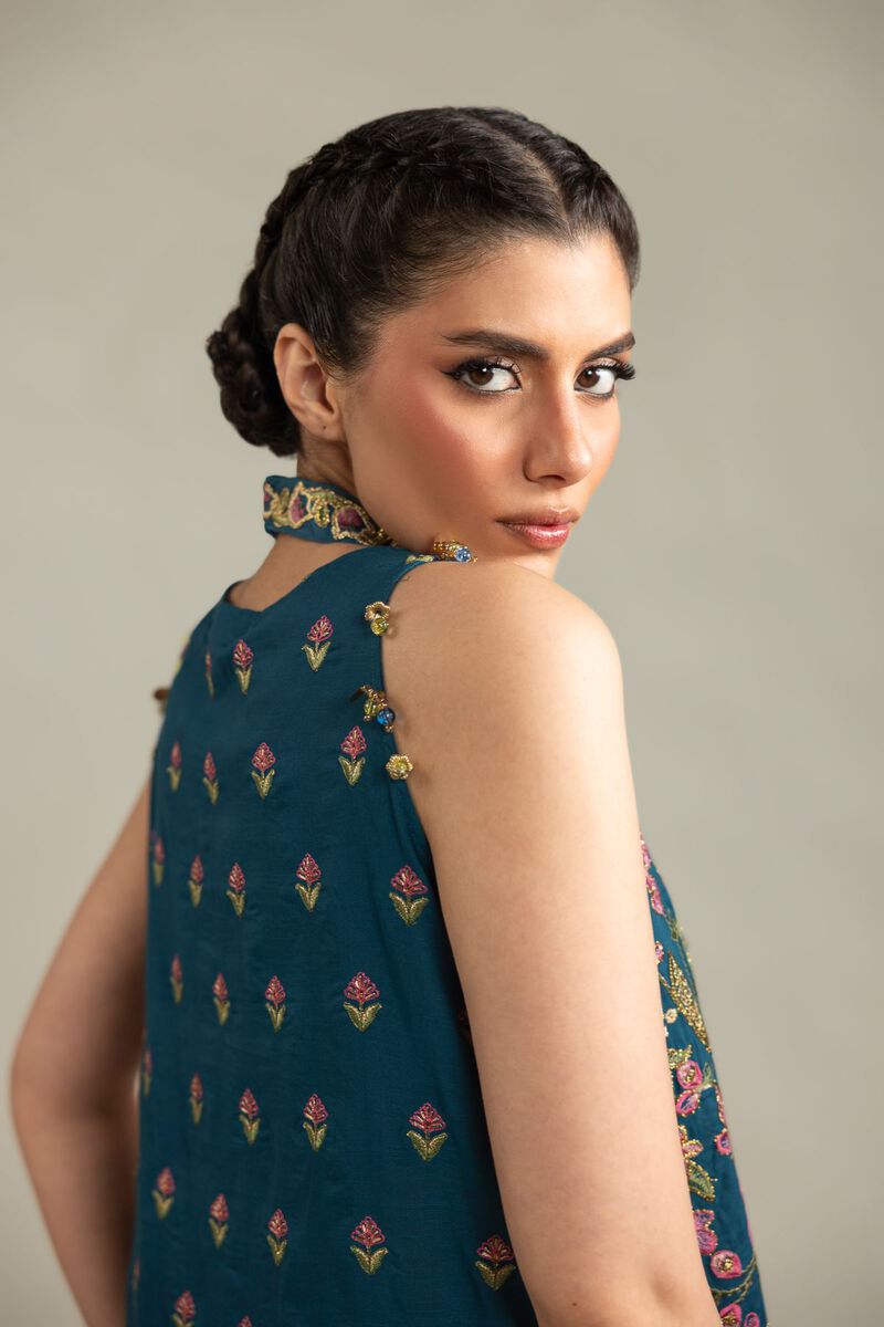 Embroidered | Raw Silk | Sleeveless 2-Piece Co-ord | USD 125.00