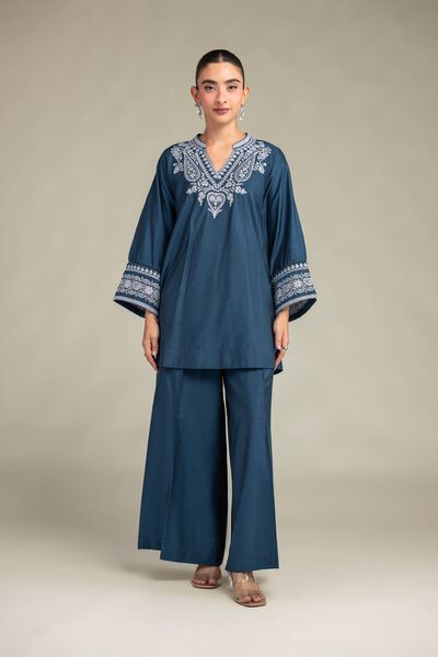 Printed | Raw Silk | Solid Teal Pants | USD 30.00