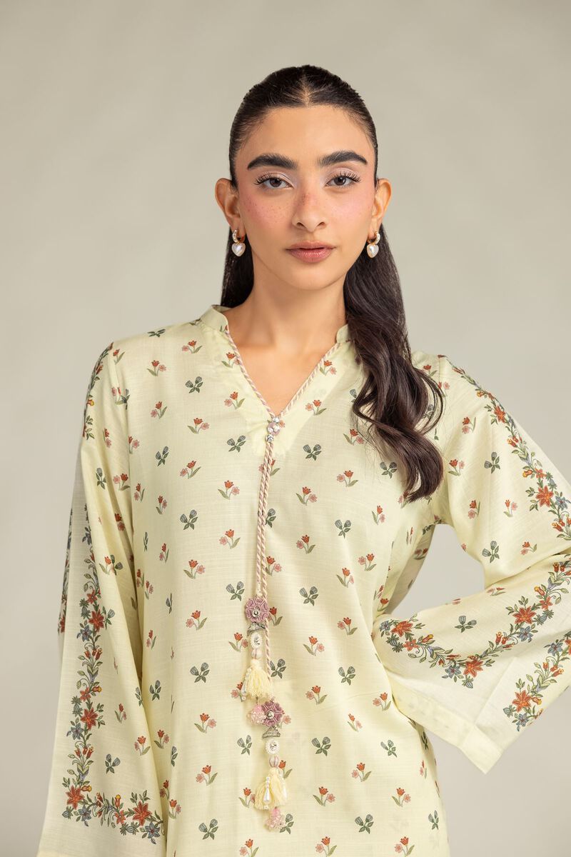 Printed | Raw Silk | Floral Longline Kurta | USD 45.00