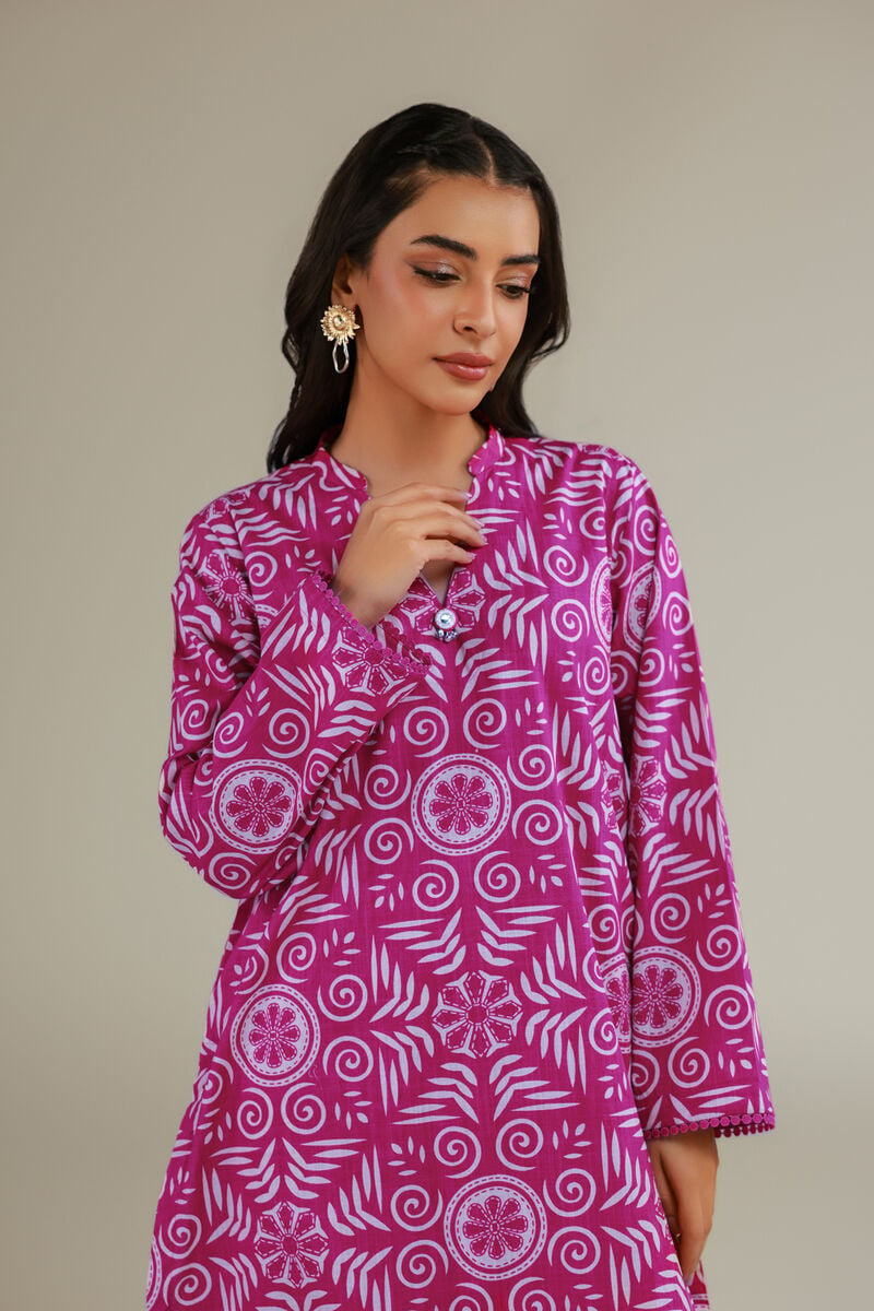 Printed | Textured Cotton | Long V-Neck Kurta | USD 15.00