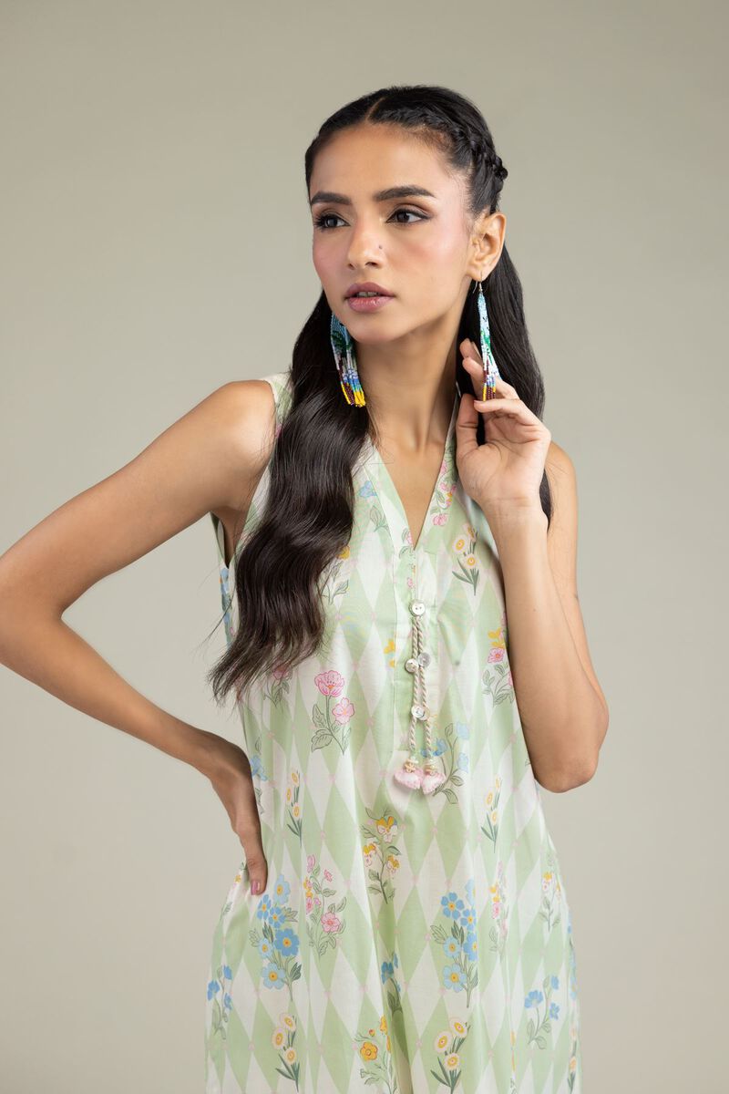 Printed | Cambric | Sleeveless Floral Kurta | USD 24.50