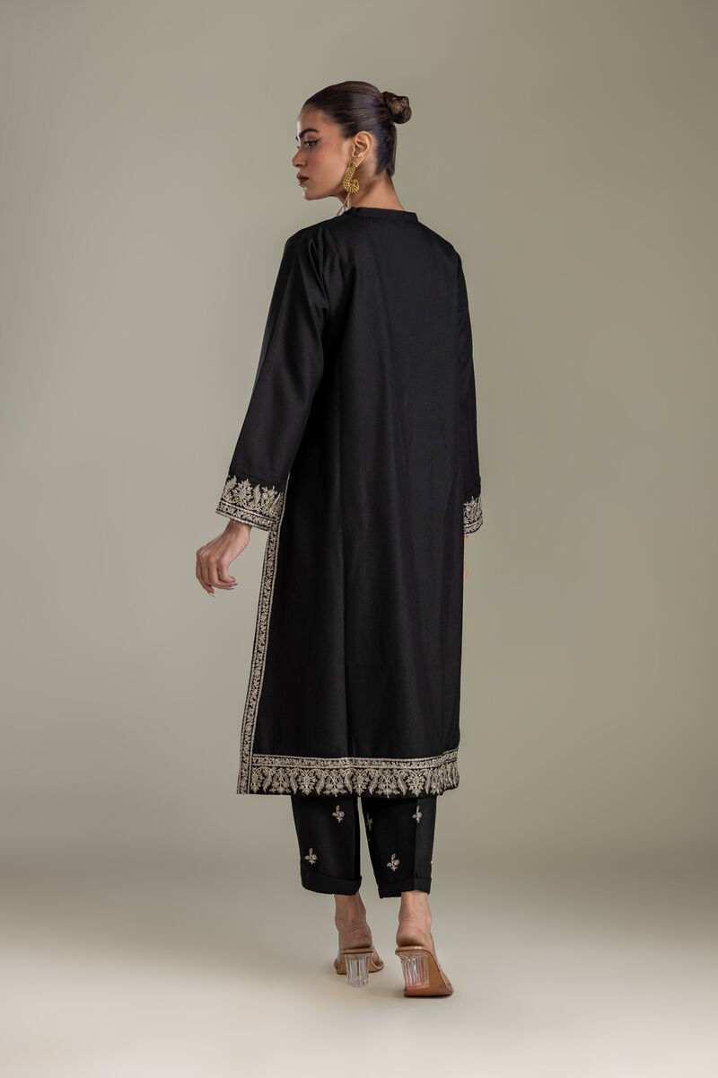 Embroidered | Heavy Blended Viscose | Long Black Kurta | USD 60.00