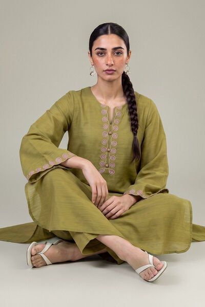 Embroidered | Light Khaddar | Longline Khaddar Kurta | USD 40.00