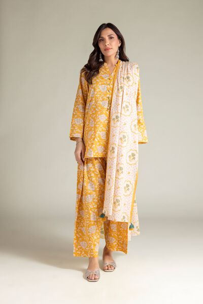 Embroidered | Cambric | Yellow Floral Shalwar | USD 30.00