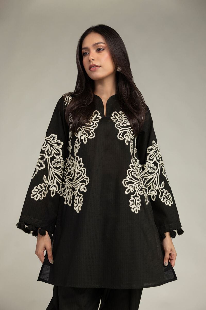 Embroidered | Cotton Dobby | Black Cotton Kurta | USD 45.00