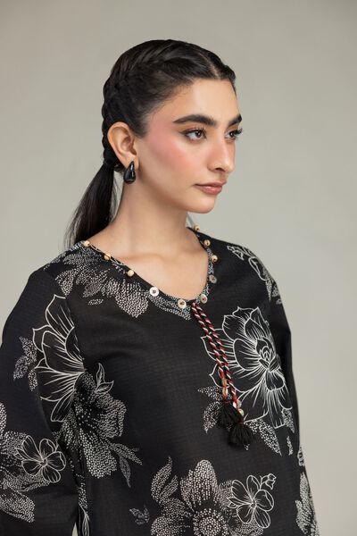 Printed | Cotton Dobby | Black Floral Kurta | USD 30.00