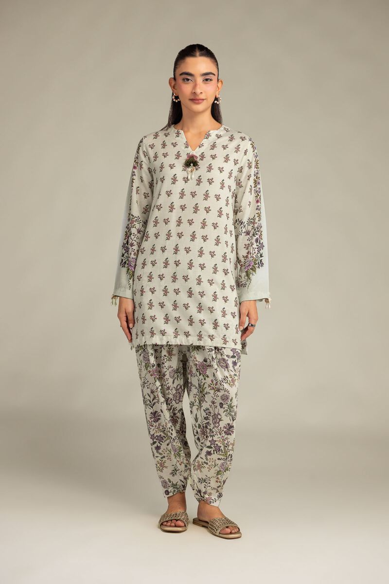 Printed | Raw Silk | Floral Silk Shalwar | USD 35.00