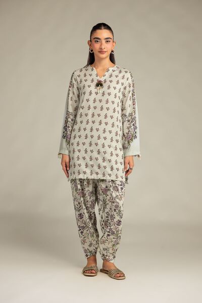 Printed | Raw Silk | Floral Silk Shalwar | USD 35.00