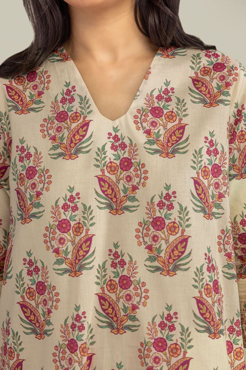 Embroidered | Cambric | Beige Cambric Kurta | USD 40.00