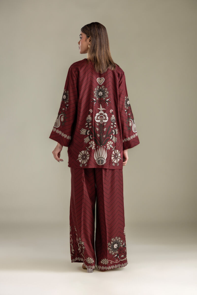 Printed | Viscose Crepe | Short Maroon Tunic | USD 40.00