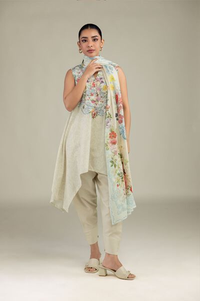 Printed | Cotton Dobby | Sleeveless Floral Kurta | USD 35.00